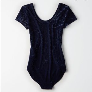 American Eagle velvet navy bodysuit